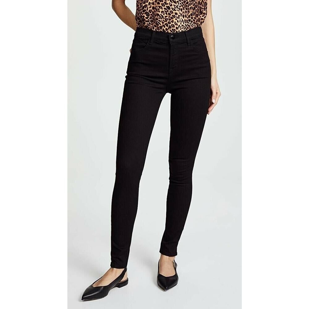 $189 J Brand Maria Vanity Black High Rise Skinny Jeans Designer Stretch Size 30